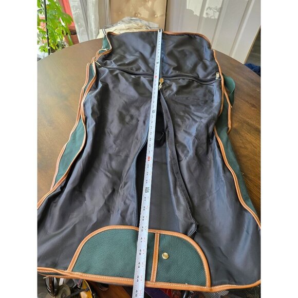 La Valege Garment Bag Luggage Leather Trimmed 22 x 22 Green - Picture 4 of 16